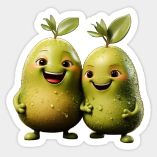 Avocado Cartoon Characters Sticker